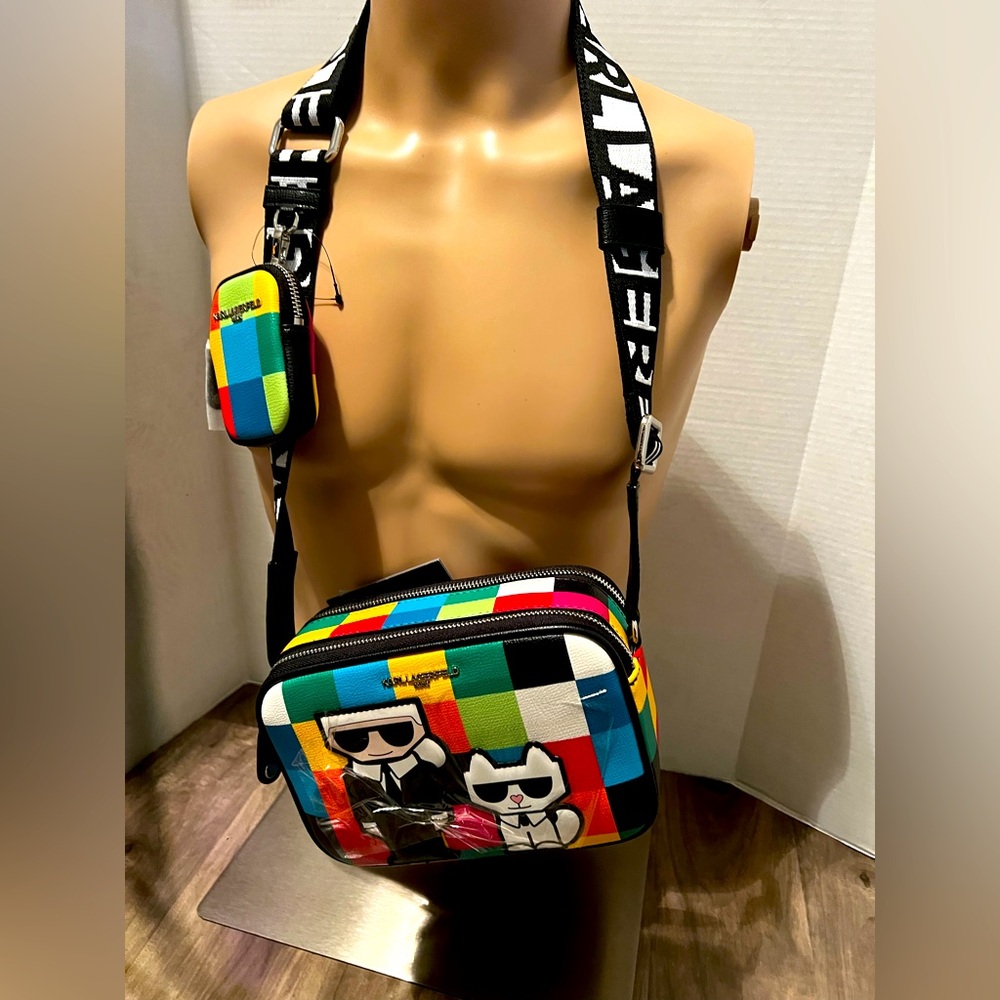 Karl Langerfeld Cross body bag.  Cute bright colors.  Fun and functional